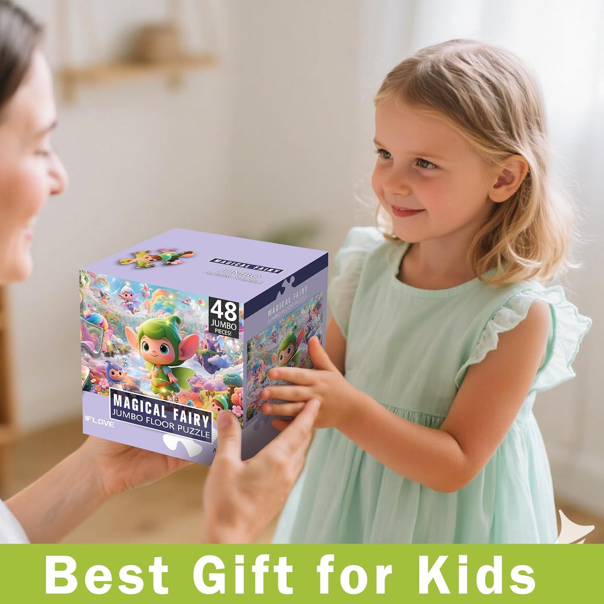 Jumbo Floor Puzzle for Kids,48 Piece Fairy Large Jigsaw Puzzles for Toddler Ages 3-5,Preschool