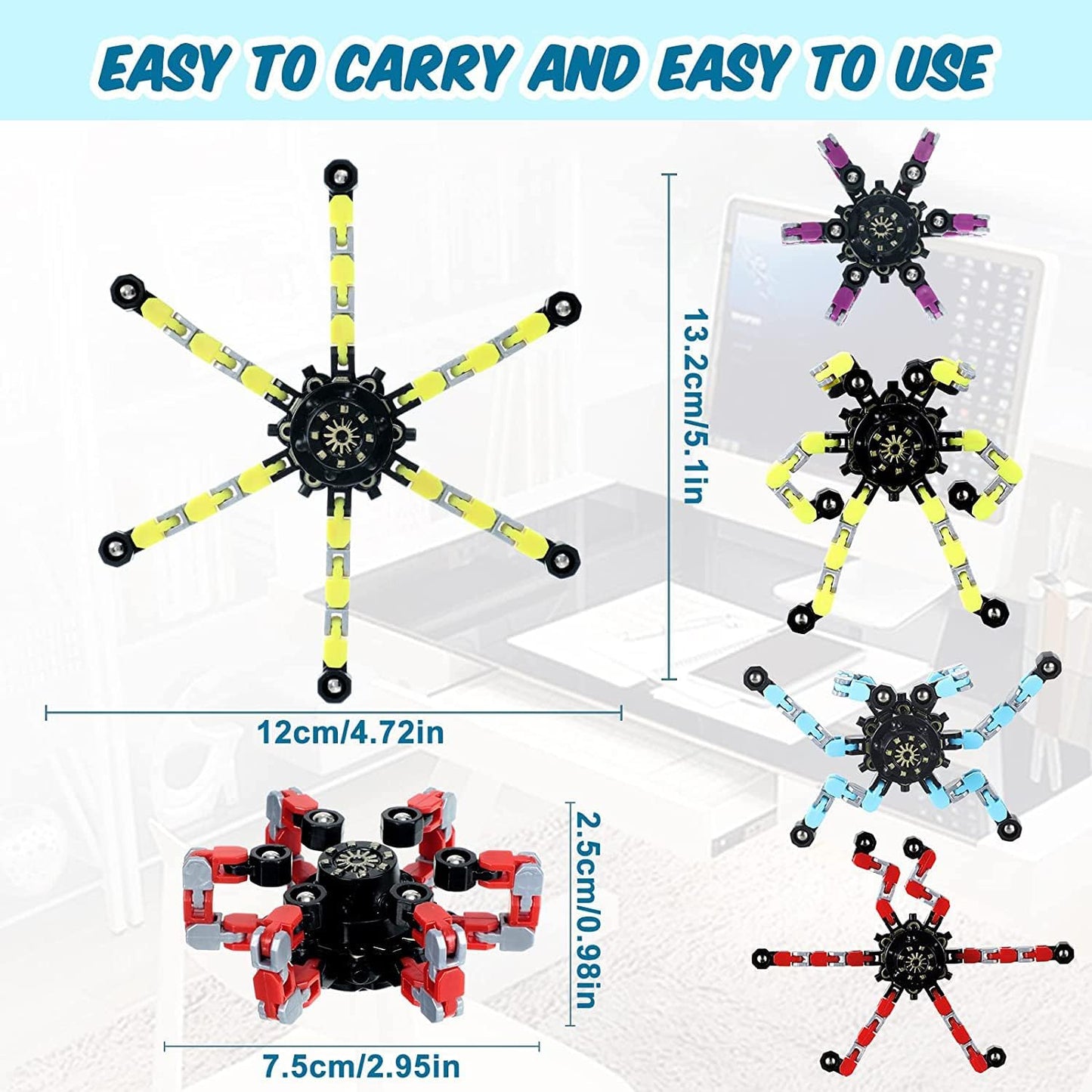 30pcs Random Fidget Spinners,DIY Deformable Robot Fingertip Toys,Decompression Spinner,Deformable