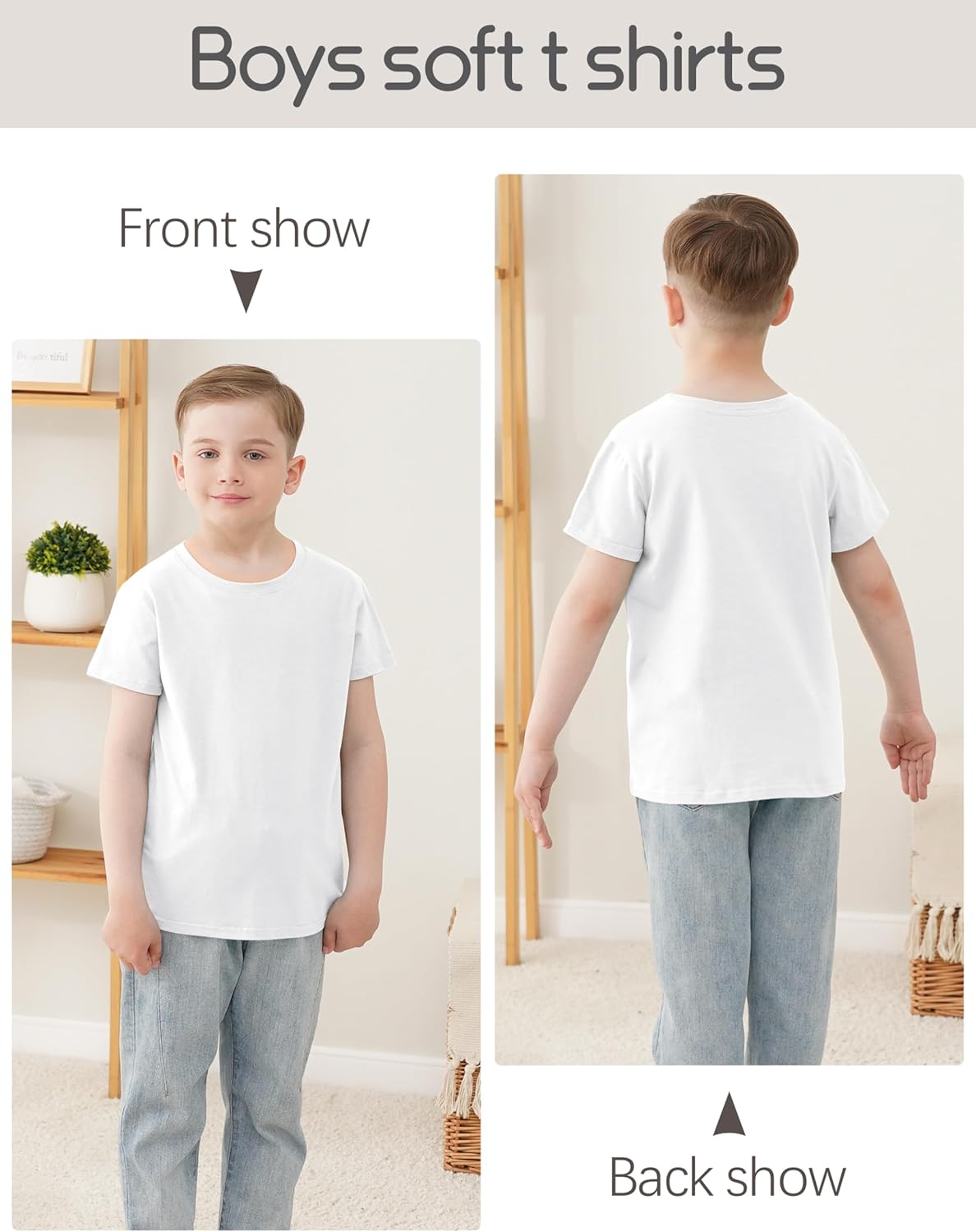 5 Pack Boys Shirts Short Sleeve Shirts for Boys Cotton T-Shirts Kids Toddler Tshirts Tees Clothes