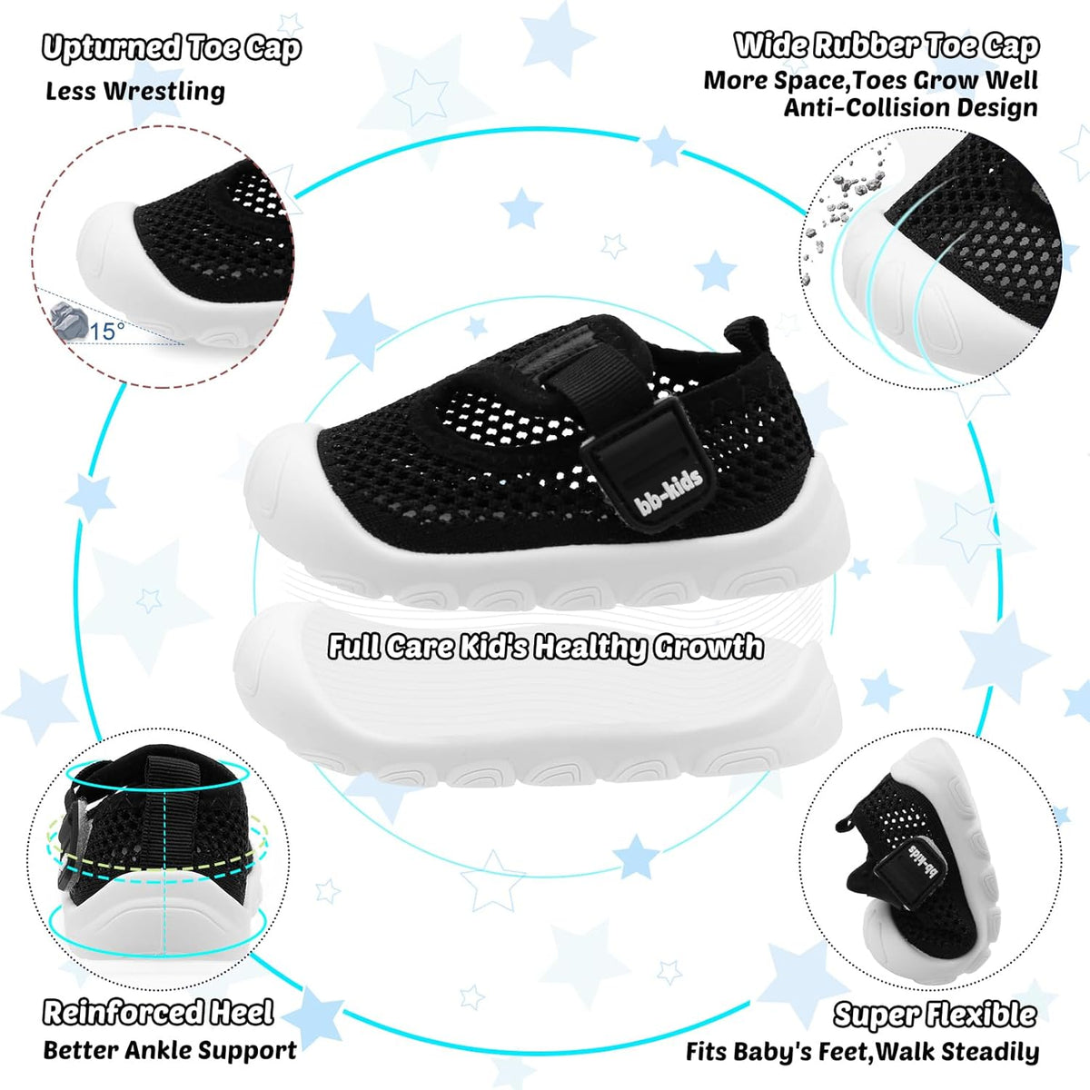 Baby Walking Shoes Toddler Girl Boy Soft Sole Breathable Mesh Slip on Summer Wide Shoes Infant