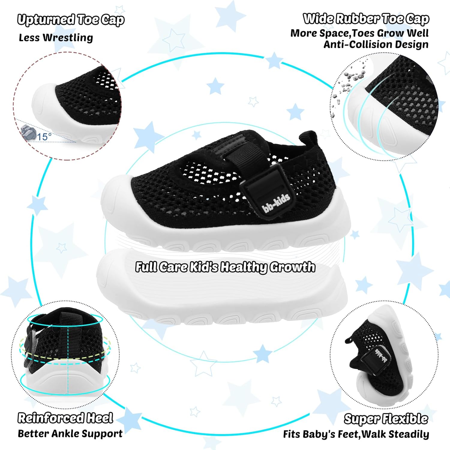 Baby Walking Shoes Toddler Girl Boy Soft Sole Breathable Mesh Slip on Summer Wide Shoes Infant