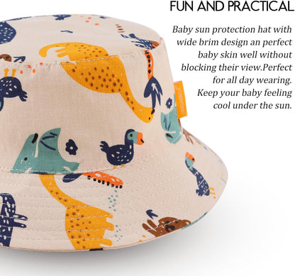 JANGANNSA Cotton Baby Sun Hat Infant Toddler Boys Girls Bucket Hats Summer Sun Protection Kids