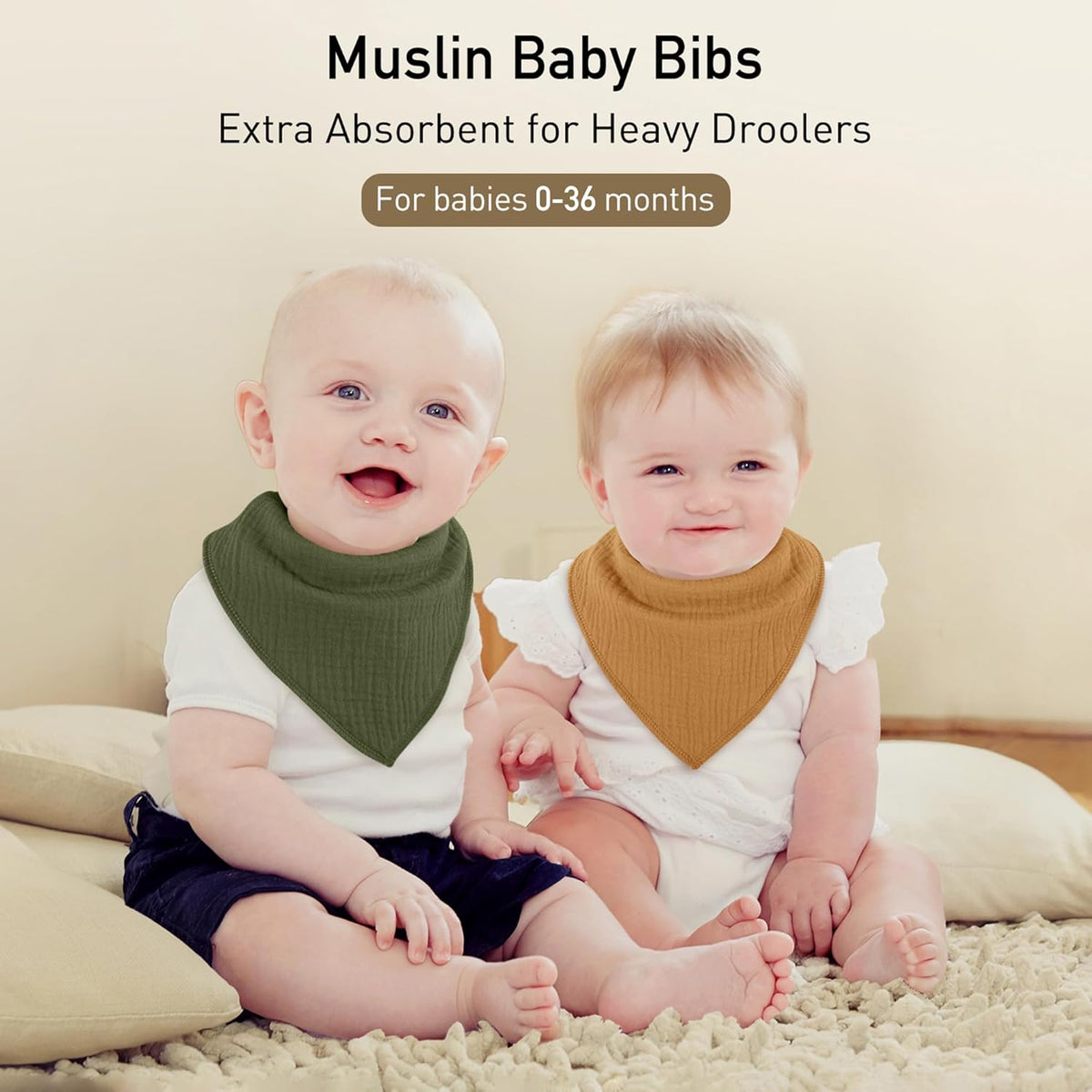 Muslin Baby Bibs 8 Pack, Baby Bandana Drool Bib for Drooling and Teething, Cotton Soft Absorbent