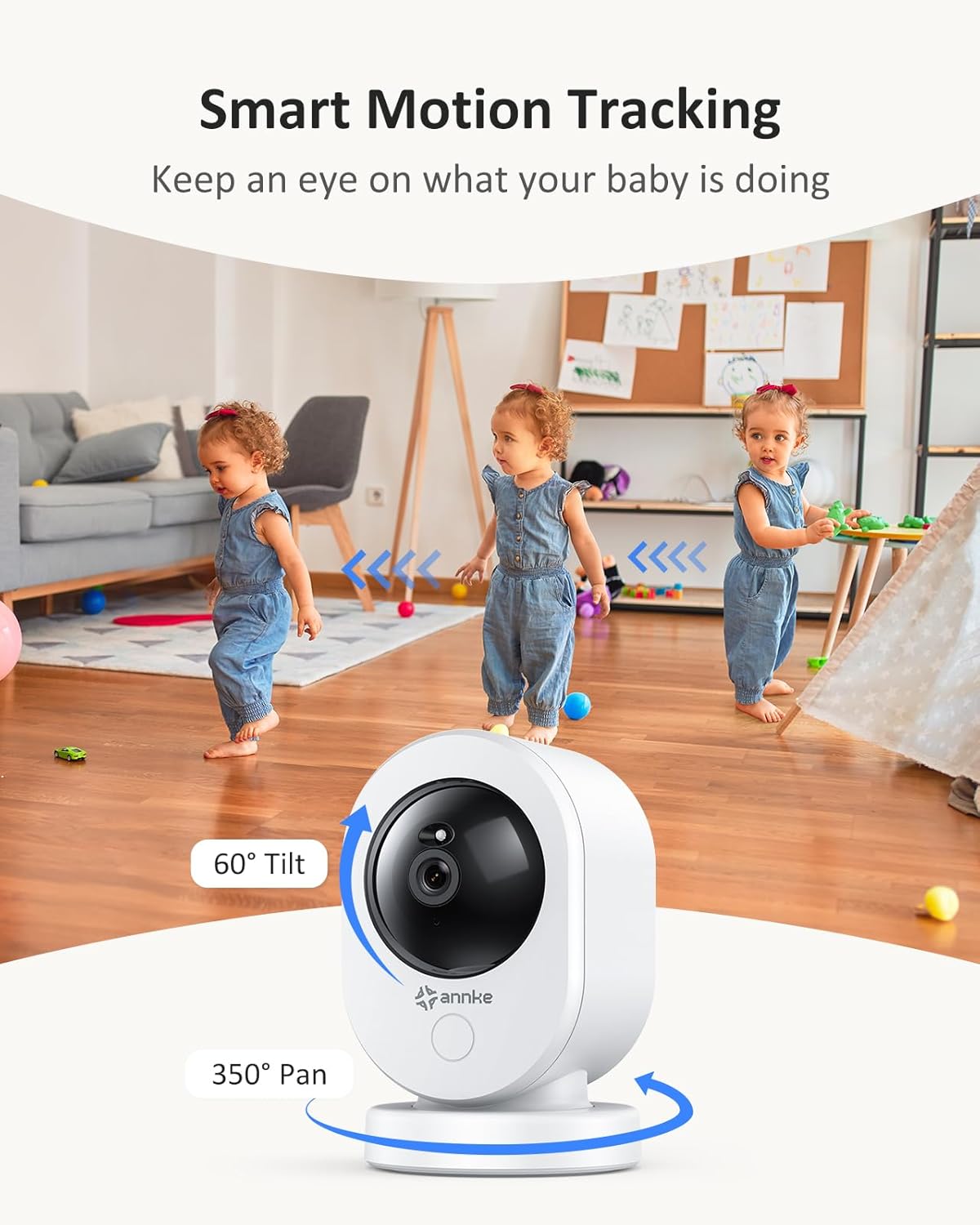 ANNKE 4K UHD House Cameras with Audio and Video, Crater Reno 2.4/5 GHz WiFi Pan & Tilt Camera, 8MP