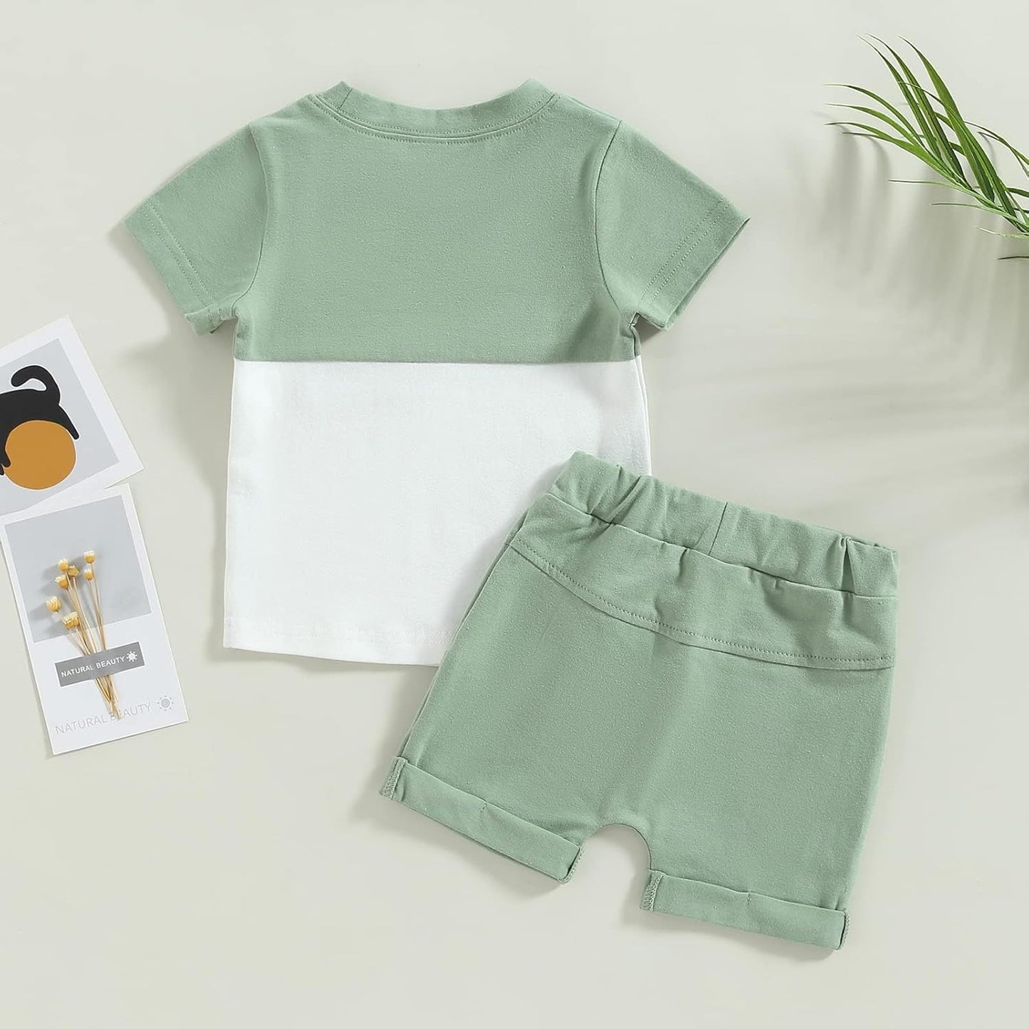 fhutpw Baby Toddler Boy Clothes Summer Outfits 6 12 18 24 Months Patchwork Short Sleeve T Shirt &