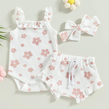 fhutpw Baby Girl Clothes Summer Cute Outfits 3 6 12 18 Months Spaghetti Strap Romper & Floarl