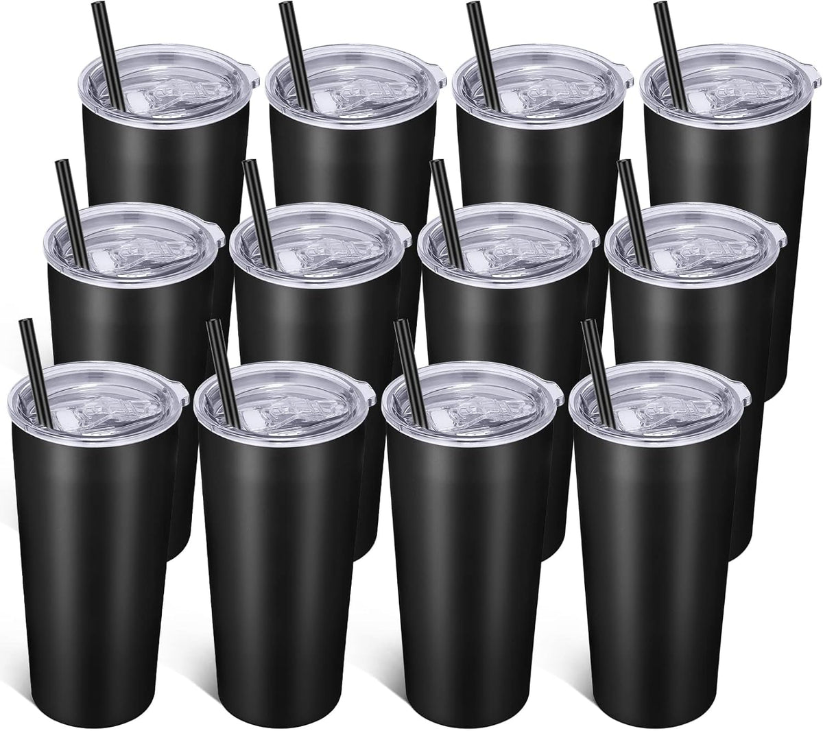 VEGOND 20oz Tumbler Bulk with Lid and Straw 12 Pack, Stainless Steel Vacuum Insulated Tumbler