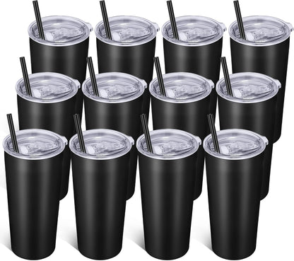 VEGOND 20oz Tumbler Bulk with Lid and Straw 12 Pack, Stainless Steel Vacuum Insulated Tumbler