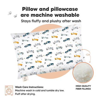 KeaBabies Toddler Pillow with Pillowcase, Jumbo 14X20 - Soft Organic Cotton Toddler Pillows for