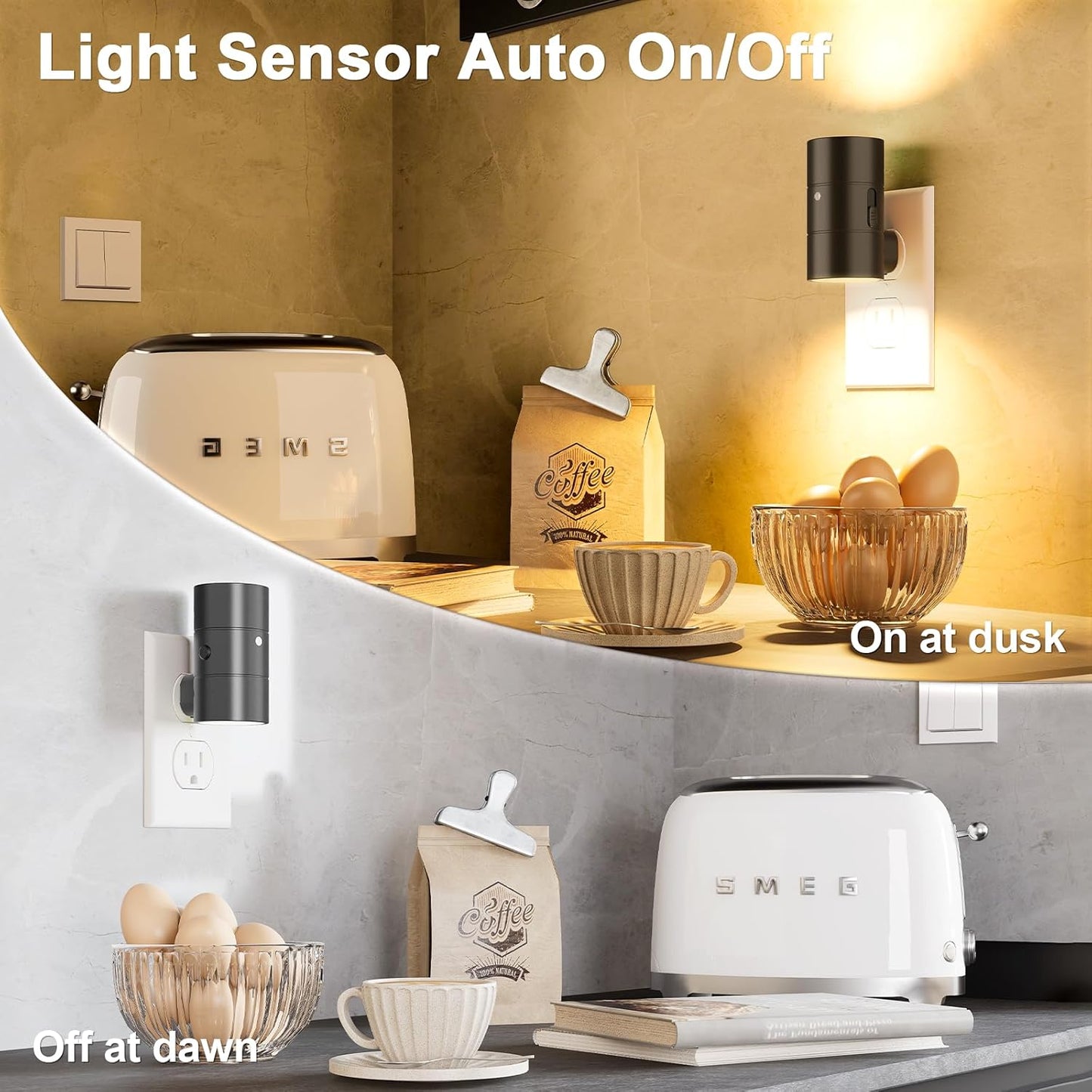 NIORSUN Night Lights Plug Into Wall,Plug in Night Light with 3 Light Modes,Ultra-Slim Design,Dusk