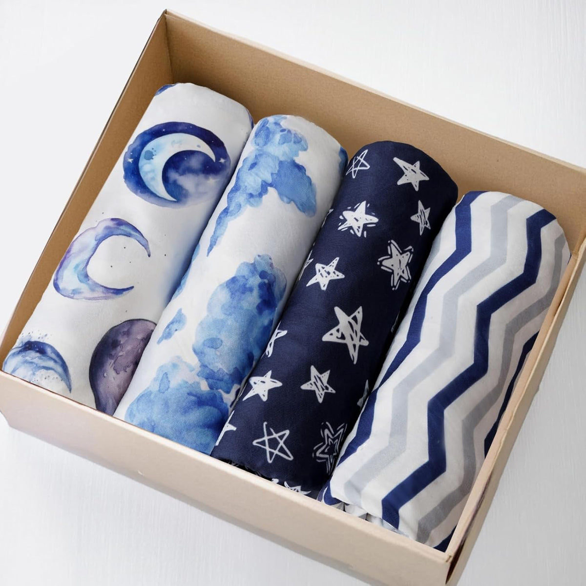 4 Pack Breathable Bassinet Sheets for Baby Boys Neutral Unisex Soft Bassinet Fitted Sheets for