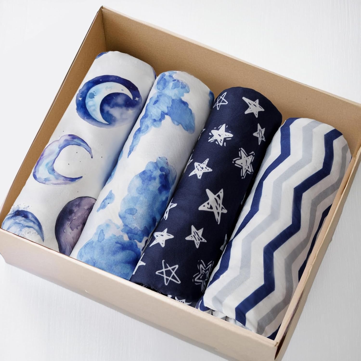 4 Pack Breathable Bassinet Sheets for Baby Boys Neutral Unisex Soft Bassinet Fitted Sheets for