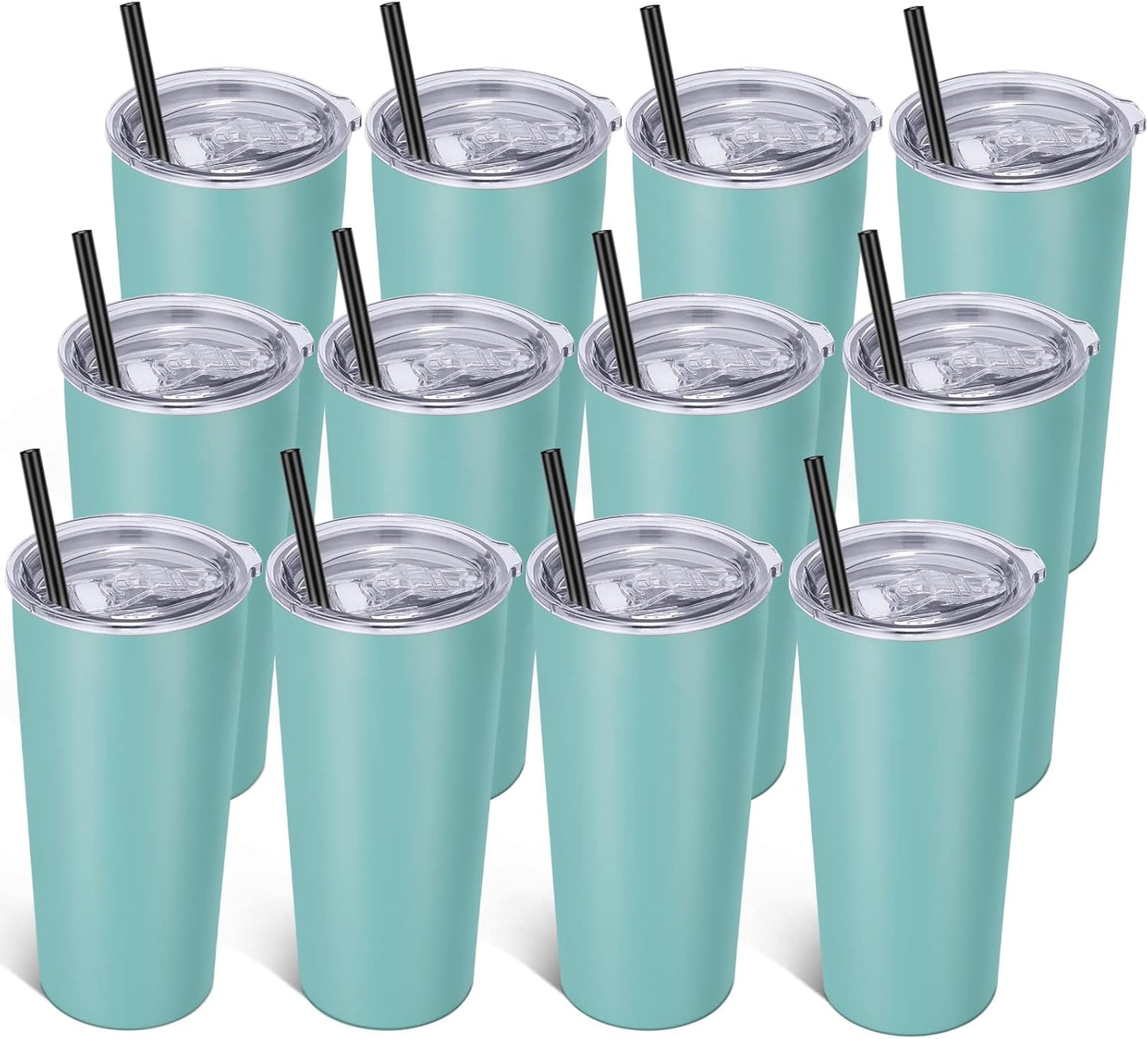 VEGOND 20oz Tumbler Bulk with Lid and Straw 12 Pack, Stainless Steel Vacuum Insulated Tumbler