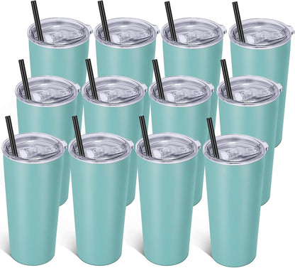 VEGOND 20oz Tumbler Bulk with Lid and Straw 12 Pack, Stainless Steel Vacuum Insulated Tumbler