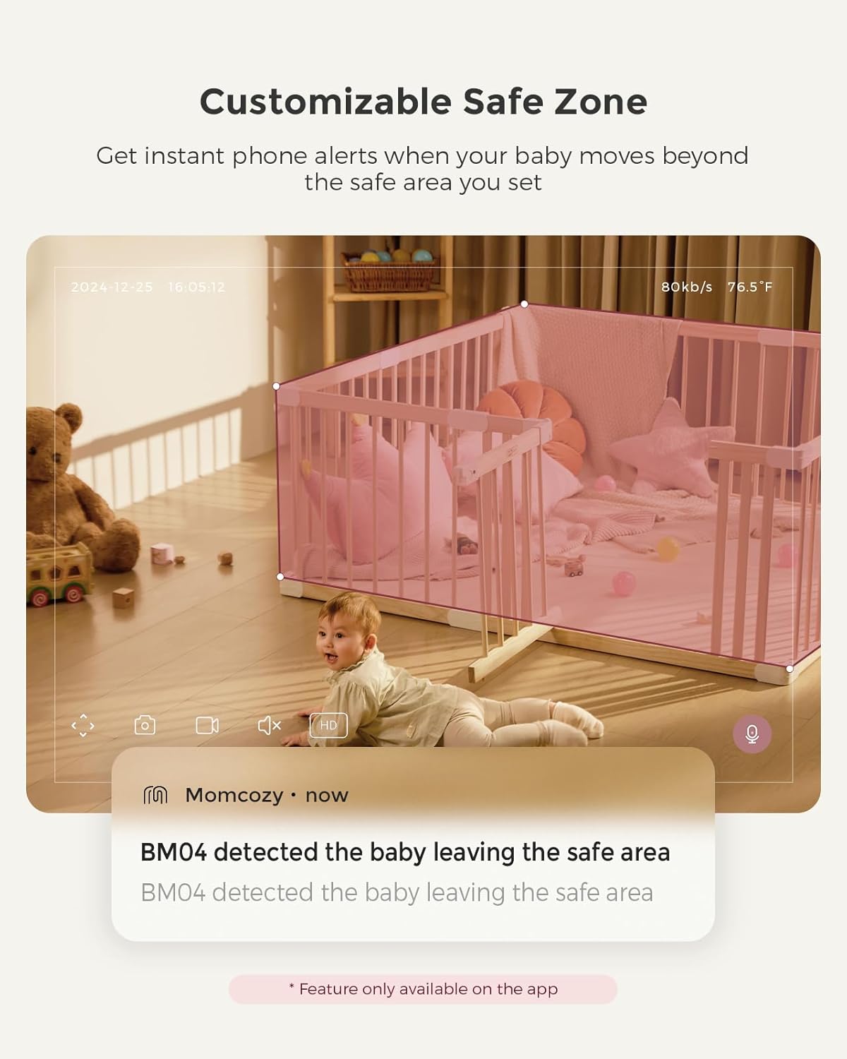 Momcozy Smart WiFi Baby Monitor with Camera and Audio, 5" 1080P Screen with Wall Mount, Motion &