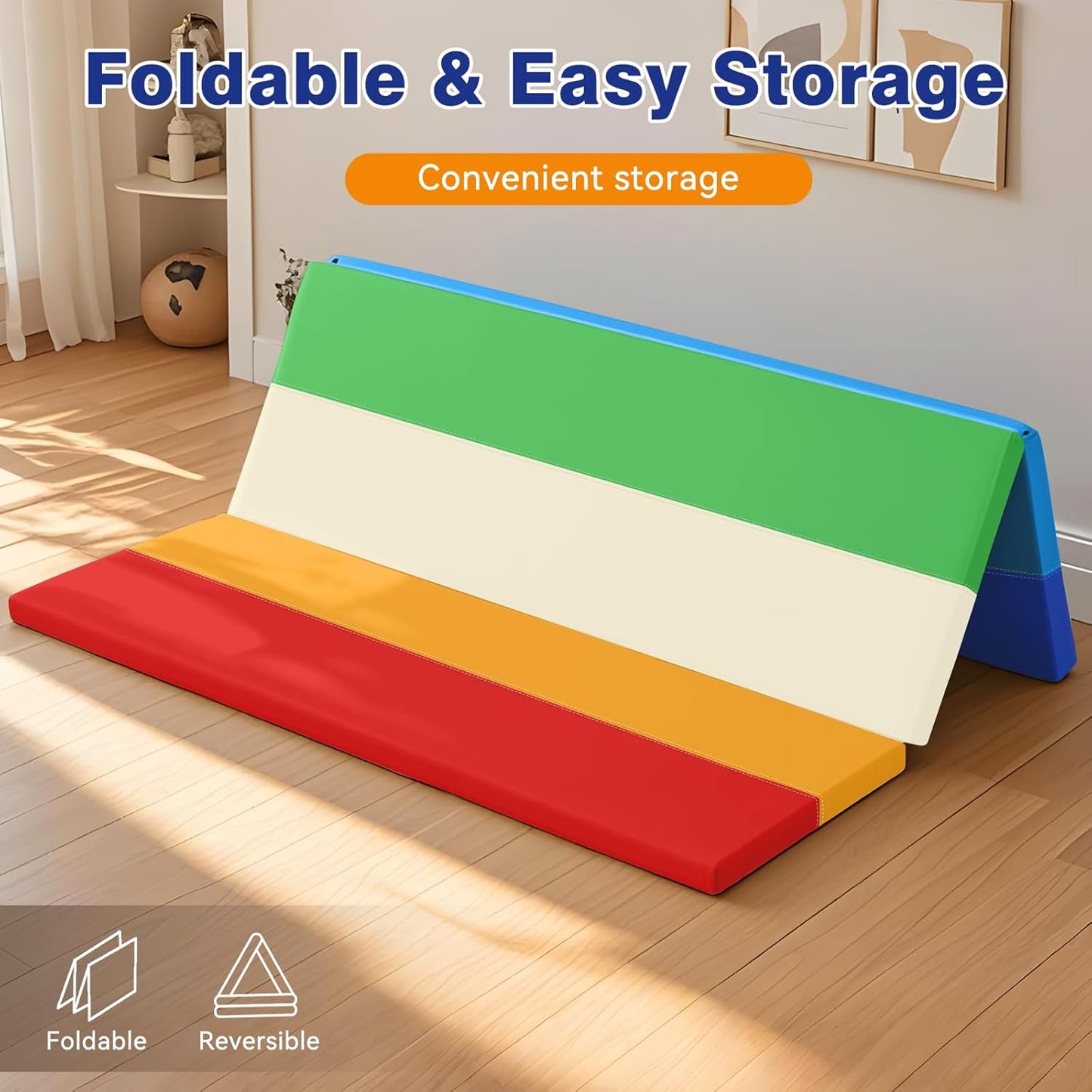 Foam Baby Play Mat: PU Leather Waterproof Kids Playmat - Trifold Floor Mat - Large Play Mat for