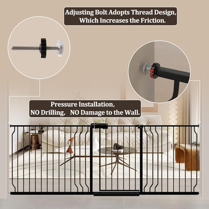 WAOWAO Baby Gate 62.20-71.26" Extra Wide Pressure Mounted Walk Through Swing Auto Close Safety