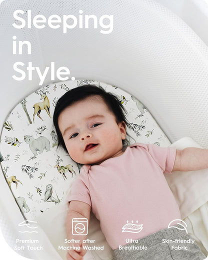 Bassinet Sheets for Baby Boy Girl, TotBasic Buttery Soft Universal Bassinet Fitted Sheet