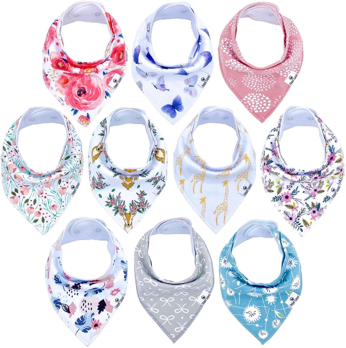 DiaperSquad's Baby Bibs for Drooling and Teething, Bibs for Boys, Baby Girl - Solid Cotton Baby