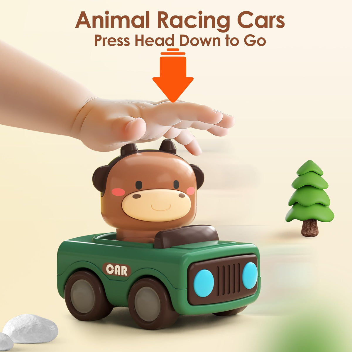 iPlay, iLearn Baby Press to Go Car Toys for Toddlers 1-3, 1 Yr Old Boy Gift