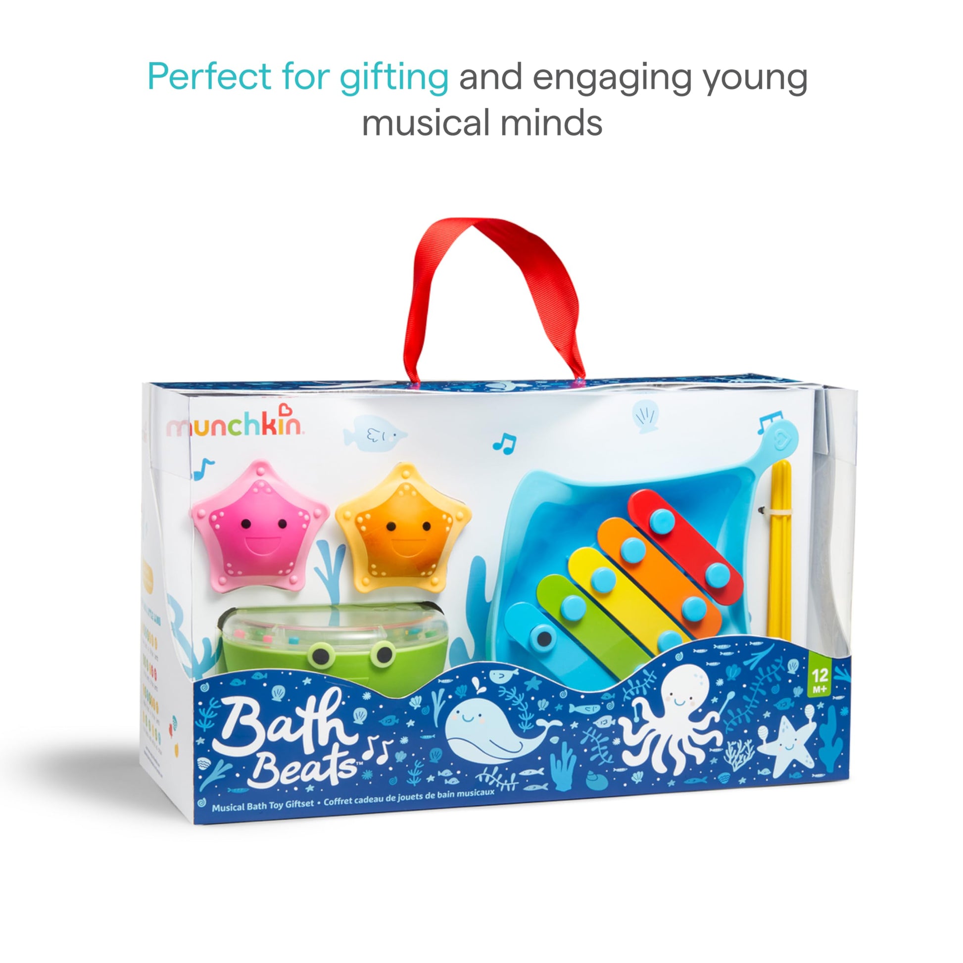 Munchkin® Bath Beats™ Bath Toy, Musical Set Includes Xylophone, Bath Drum & Shakers, Fun for