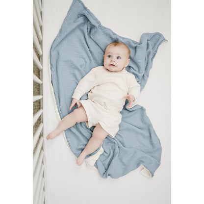 Konssy Baby Blankets for Unisex Boys Girls, Super Soft Nursery Minky Blankets with Muslin Cotton