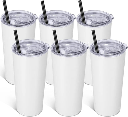 VEGOND 20oz Tumbler Bulk with Lid and Straw 6 Pack, Stainless Steel Vacuum Insulated Tumbler