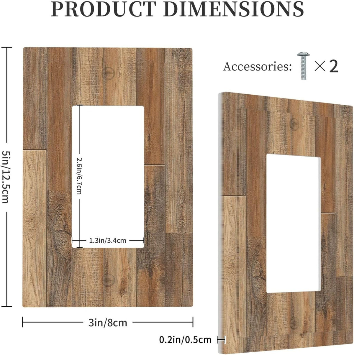 Decorative Outlet Covers Retro Rustic Brown Wood Grain 1 Gang Single Rocker Light Switch Cover