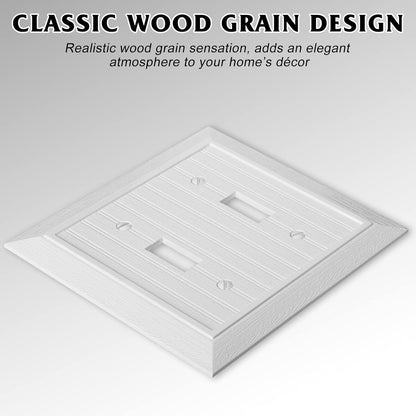 Modern Decorative Wall Plate Switch Plate Outlet Cover, Vintage Retro Wood Grain Design(Double
