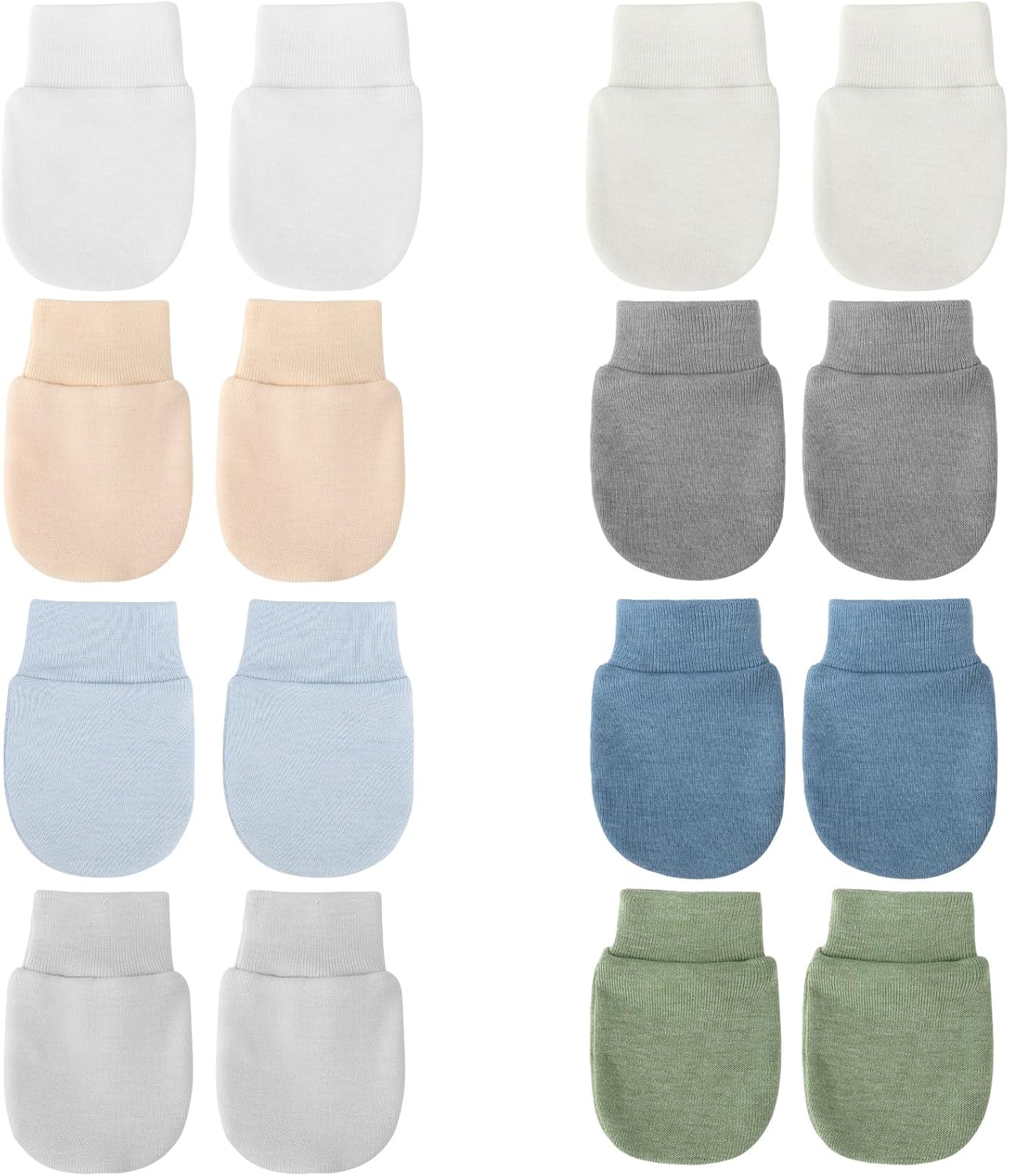 BQUBO Newborn Infant Toddler Mittens No Scratch Cotton Elastic Wrist Gloves Hypoallergenic for 0-6