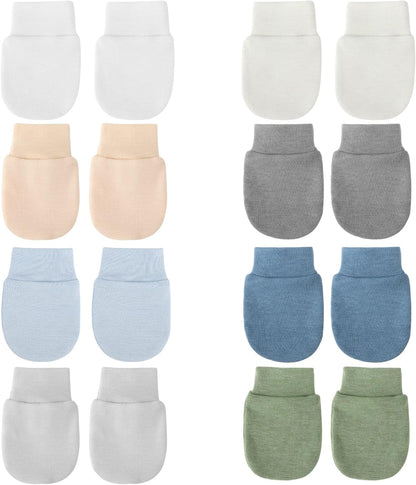 BQUBO Newborn Infant Toddler Mittens No Scratch Cotton Elastic Wrist Gloves Hypoallergenic for 0-6