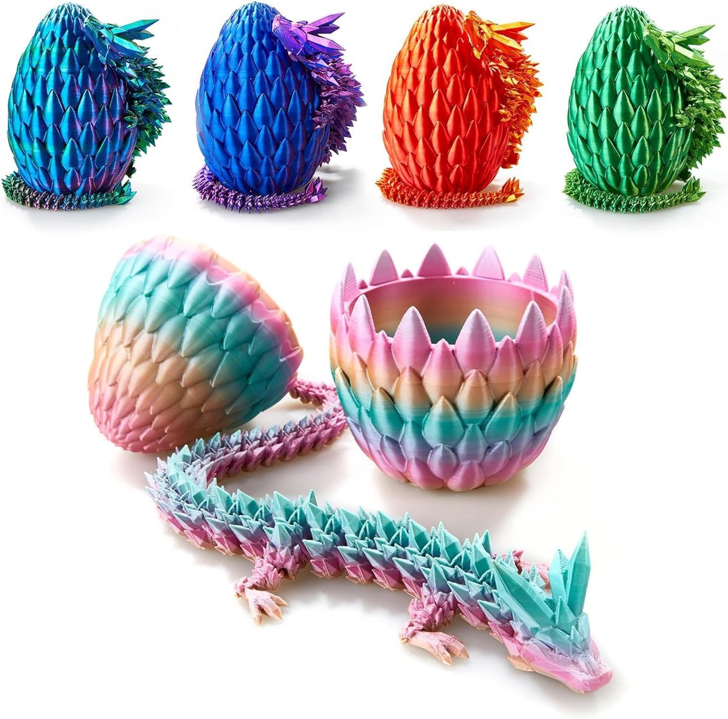 12inch 3D Printed Dragon Egg,Mystery Crystal Dragon Fidget Toys,Articulated Dragon,Home Desk Decor