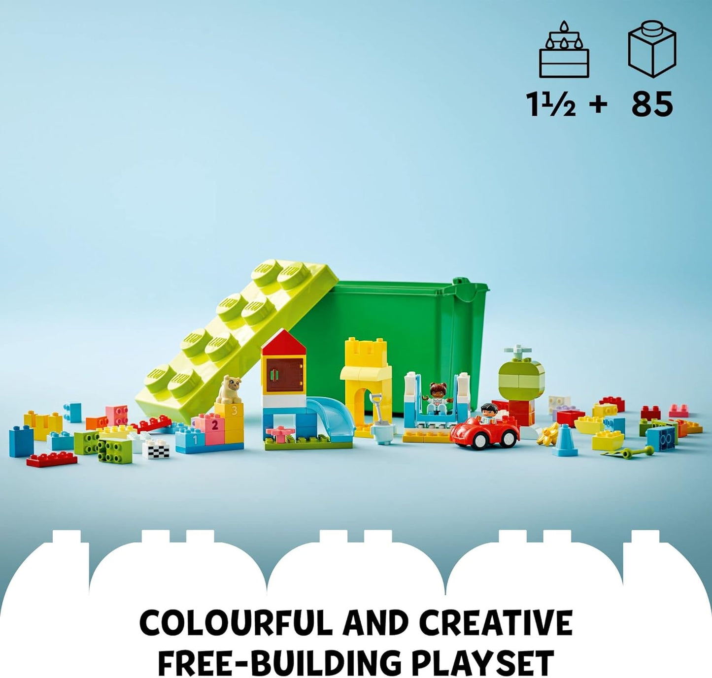 LEGO DUPLO Classic Deluxe Brick Box 10914 Starter Set - Features Storage Box, Bricks, Duplo