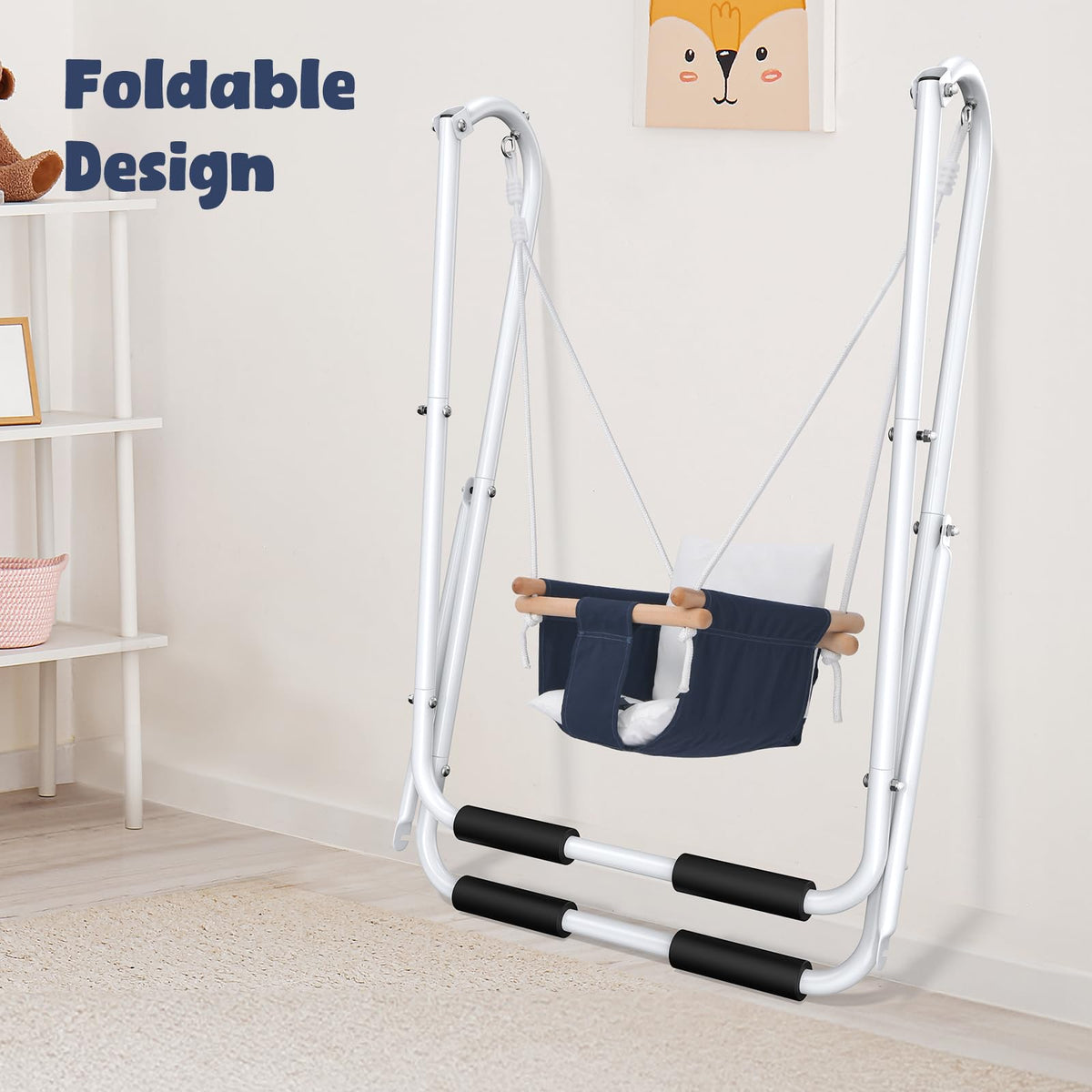 Hapfan Baby Swing Set with Foldable Stand for Indoors & Outdoors