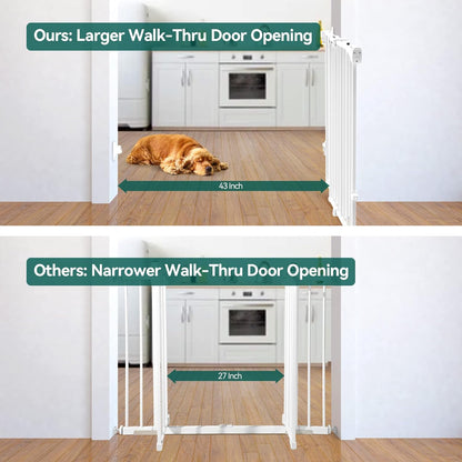 Babelio 26-43" No Bottom Bar Baby Gate for Babies, Elders and Pets, 2-in-1 Hardware Mount Dog Gate