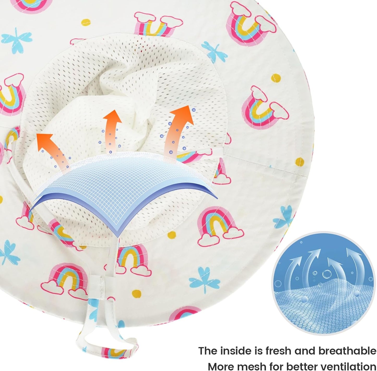 Baby Sun Hat 0-6 Years Toddler Boys Girls Adjustable Bucket Hats Kids Bucket Hats UPF 50+ Wide Brim
