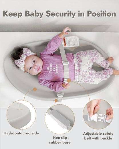 Papablic Baby Changing Pad, Waterproof & Non-Slip, Includes Washable Cover, Safety Strap for