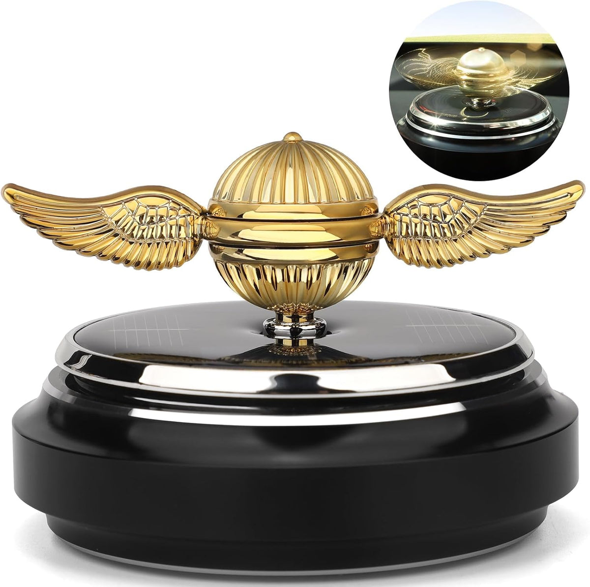 Car Air Freshener, Car Solar Energy Golden Fidget Spinner Toy with Swinging Wings for Car Interior