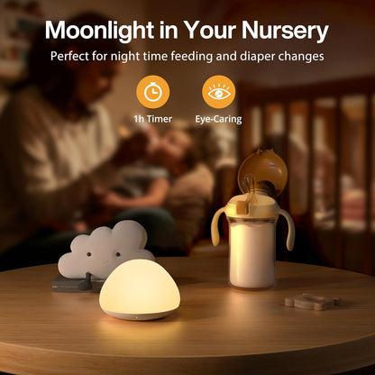 JolyWell Baby Night Light for Nursery, Soft Silicone Tap Control Night Lamp with 8 Color Changing