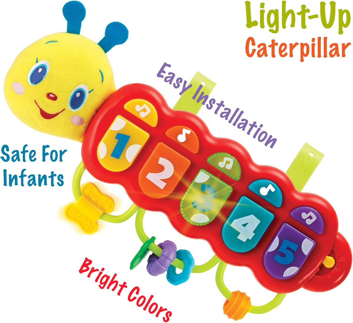 KiddoLab Lira Baby Musical Toy with Lights & Music – Interactive Caterpillar Spinner & Stacking