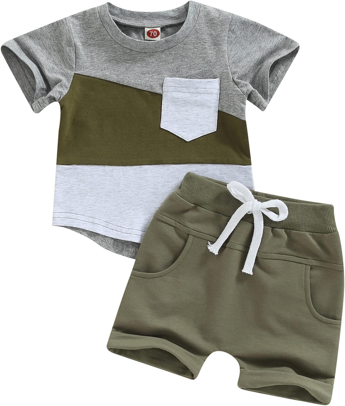 fhutpw Baby Toddler Boy Clothes Summer Outfits 6 12 18 24 Months Patchwork Short Sleeve T Shirt &