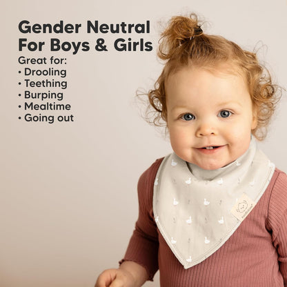 8-Pack Organic Baby Bandana Bibs for Boys, Girls - Super Absorbent Triangle Baby Bibs for Drooling