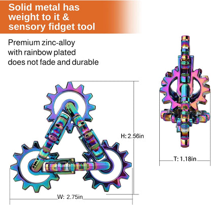 Infinity Gear Fidget Toy, Solid Metal Never Ending Flippy Novelty Kinetic Desk Toy, Relieve Stress