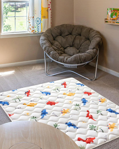 Odorless Premium Foam Baby Play Mat 47" x 47", Soft Microfiber Fabric Crawling Mat for Floor