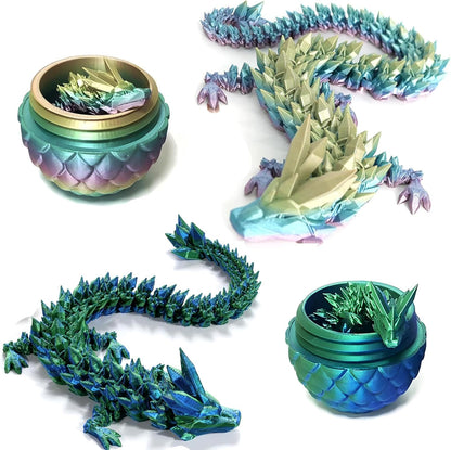 3D Printed Dragon Egg,Mystery Crystal Dragon Fidget Toys,Articulated Dragon,Home Desk Decor Easter
