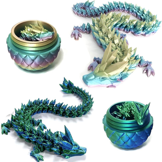3D Printed Dragon Egg,Mystery Crystal Dragon Fidget Toys,Articulated Dragon,Home Desk Decor Easter