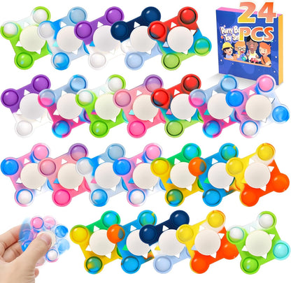 24 PCS Pop Fidget Spinners - Colorful Party Favors for Kids - Sensory Toys for Stress Relief and