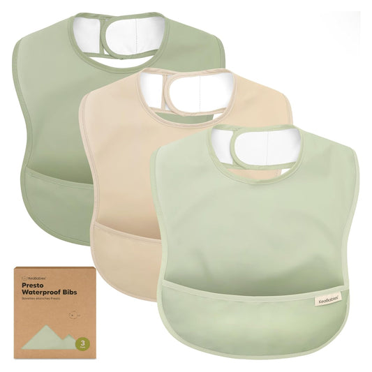 3-Pack Waterproof Baby Bibs for Eating - Lightweight Toddler Feeding Bibs with Large Food Catcher