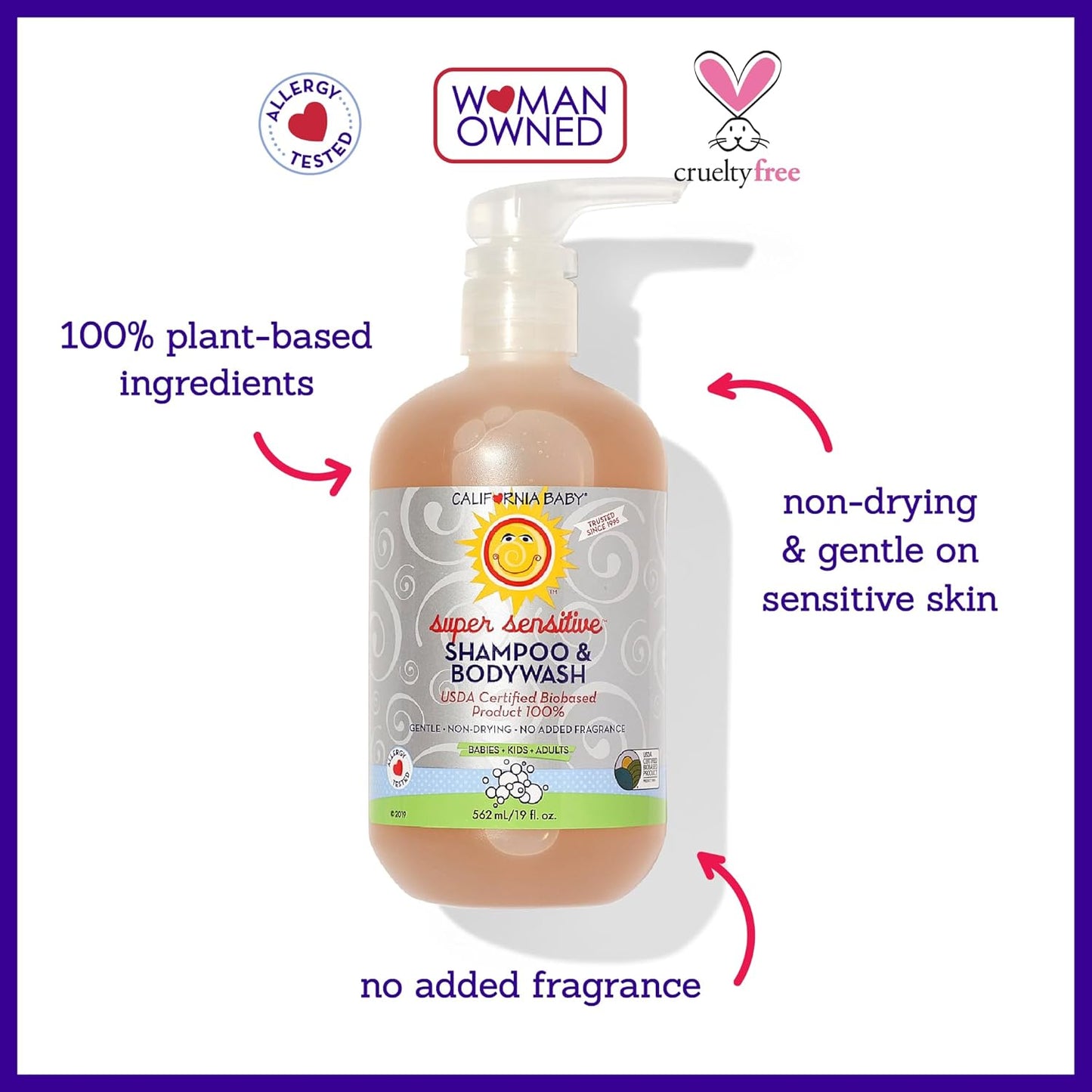 California Baby Super Sensitive Baby Shampoo + Baby Wash | 100% Plant-Based | Unscented Body Wash
