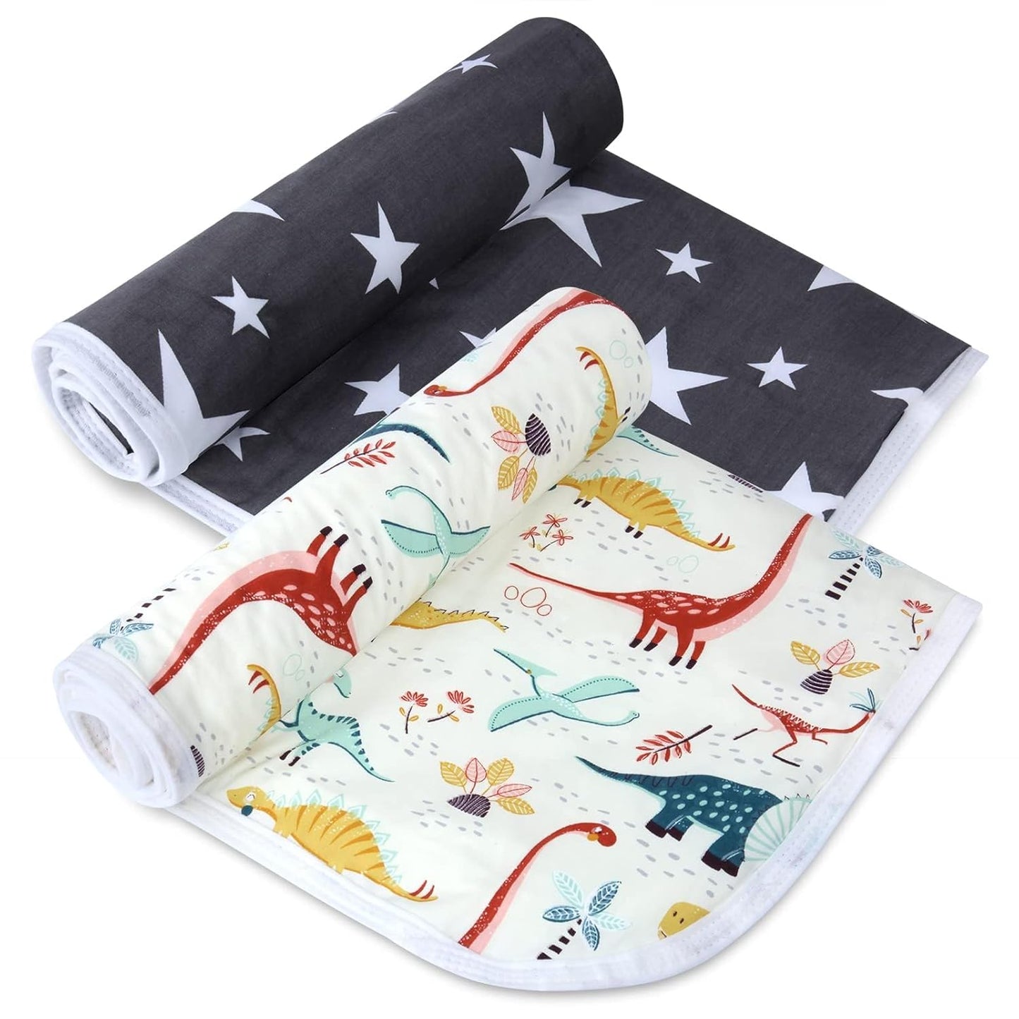 2Pcs Diaper Changing Pads for Baby, Dinosaur Change Mat, 3Layers Waterproof Change Pad Foldable